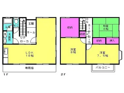 KLCメゾネット(3SLDK/1階)の間取り写真