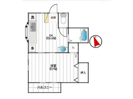 コーポ鏑木(1DK/2階)の間取り写真