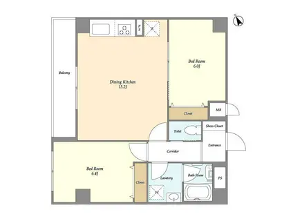 カルム浅草馬道(2LDK/10階)の間取り写真