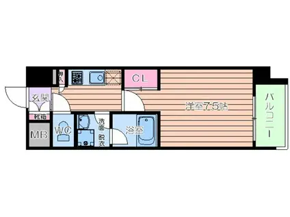 レジデンス本町靭公園 旧レジディア靭公園(ワンルーム/5階)の間取り写真