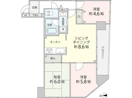 レーバンハイム戸田公園(3LDK/2階)の間取り写真