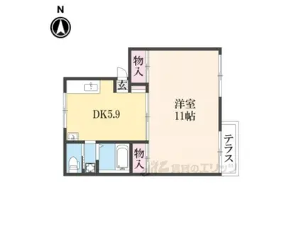 プレジール志楽(1DK/1階)の間取り写真