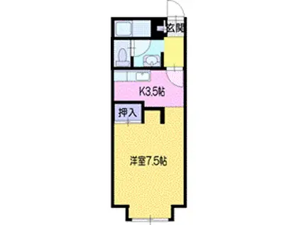 カトレア文京台(1K/3階)の間取り写真