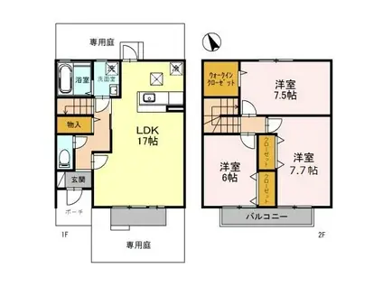 シティパル A棟(3LDK/1階)の間取り写真