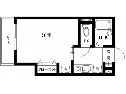 LA MER 世田谷(1K/1階)の間取り写真