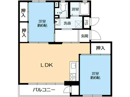 渦ヶ森コーポ10号館(2LDK/4階)の間取り写真
