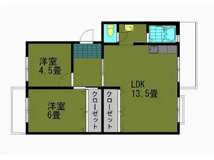 コーポ森脇(2LDK/2階)の間取り写真