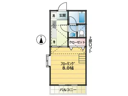 コスモパレス(1K/2階)の間取り写真