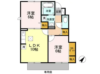 グランドソレイユ(2LDK/1階)の間取り写真