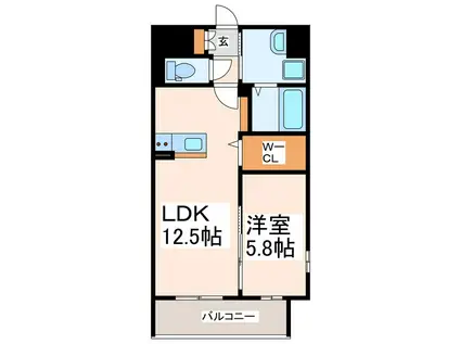 LIBTH原水南(1LDK/4階)の間取り写真