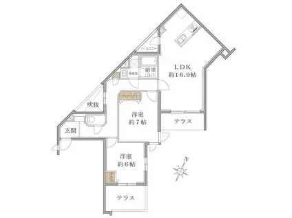 東急田園都市線 溝の口駅 徒歩6分 4階建 新築(2LDK/1階)の間取り写真