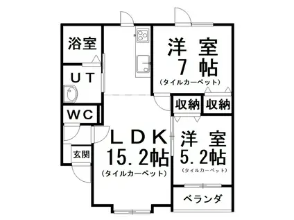 ウエストサイド(2LDK/2階)の間取り写真