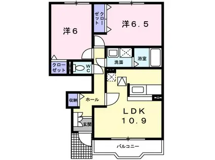 ドルチェ・ヴィータI(2LDK/1階)の間取り写真