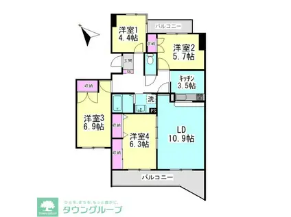 ライムライト松風台3(4LDK/4階)の間取り写真