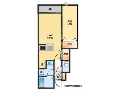 カーサ・モンレーヴIII(1LDK/1階)の間取り写真