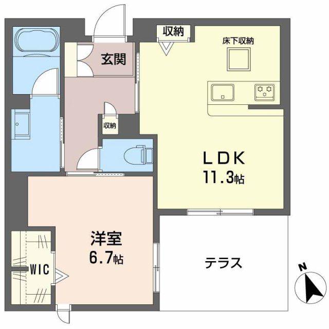 シャーメゾン 木の実(1LDK/1階)の間取り写真