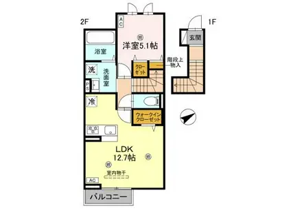 ANPOOL A棟(1LDK/2階)の間取り写真