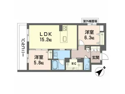 アンビエラ八事(2LDK/3階)の間取り写真