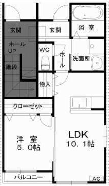 プラントスクエア C棟(1LDK/1階)の間取り写真