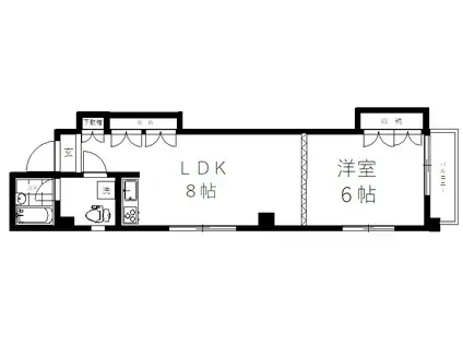 フラッグ羽田B棟(1LDK/2階)の間取り写真