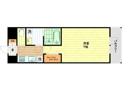 レジュールアッシュ桜ノ宮リバーテラス(1K/3階)の間取り写真