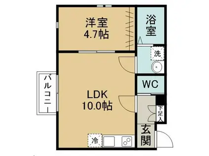 ペンタス(1LDK/2階)の間取り写真