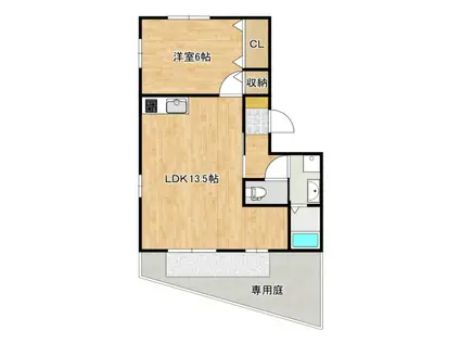 ウィルコートII(1LDK/1階)の間取り写真