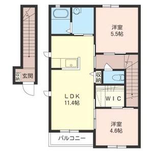 チュイルD棟(2LDK/2階)の間取り写真