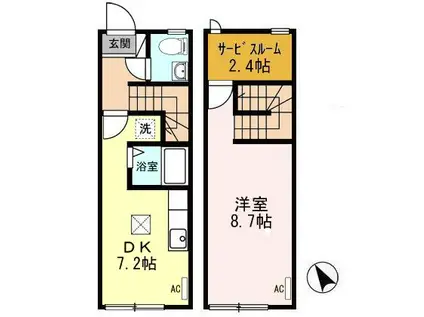 YSAP厨川(1DK/1階)の間取り写真