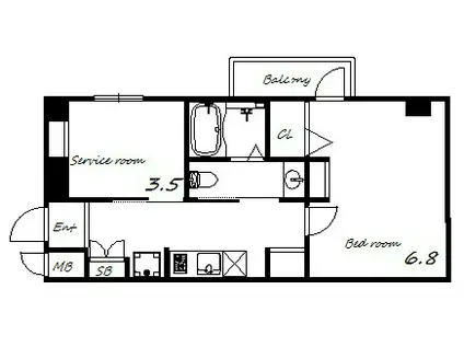 エヌエムキャラントドゥ(2K/2階)の間取り写真