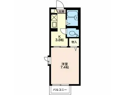 ベルメゾンさしでII(1K/2階)の間取り写真