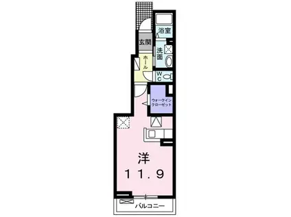 リオン・ドール I(ワンルーム/1階)の間取り写真