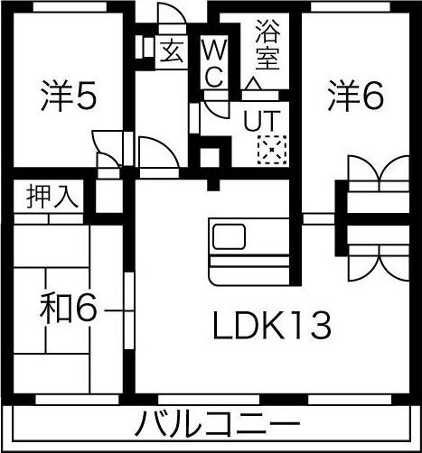 アーク千歳(3LDK/2階)の間取り写真