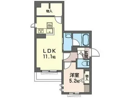 プラシード・桜(1LDK/1階)の間取り写真