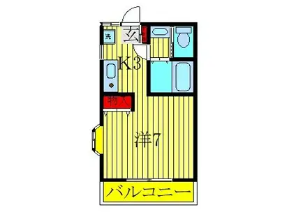 ヤイロガーデン(1K/1階)の間取り写真