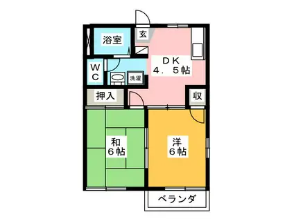 オオキッド桃浜II(2DK/2階)の間取り写真