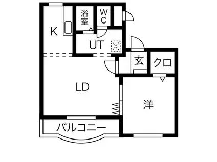 華美が丘ジュネス(1LDK/2階)の間取り写真