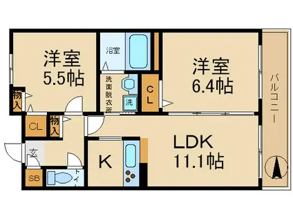 テンポフェリーチェ(1SLDK/1階)の間取り写真