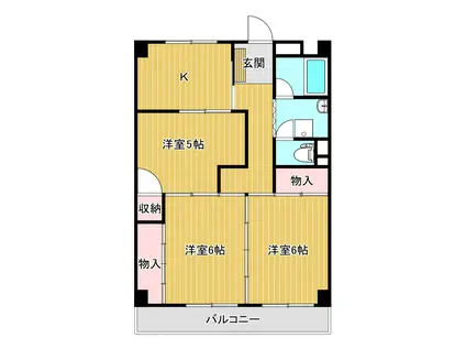 第三南風荘(3K/3階)の間取り写真