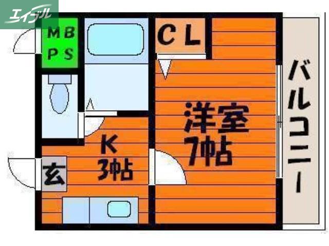 CASANUAGE(1K/3階)の間取り写真