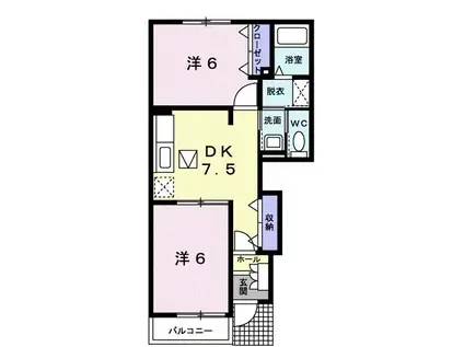 フィオーレ A(2DK/1階)の間取り写真