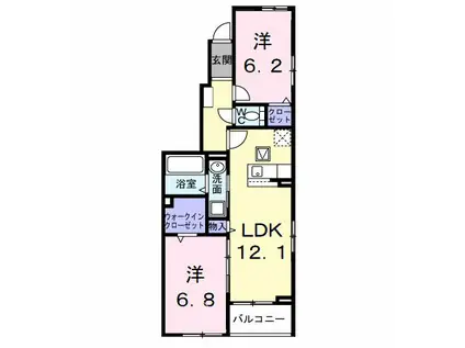 AZガーデン・ソレイユ(2LDK/1階)の間取り写真