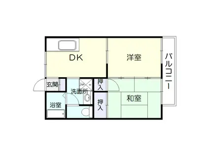 セジュールかんのかど B棟(2DK/2階)の間取り写真