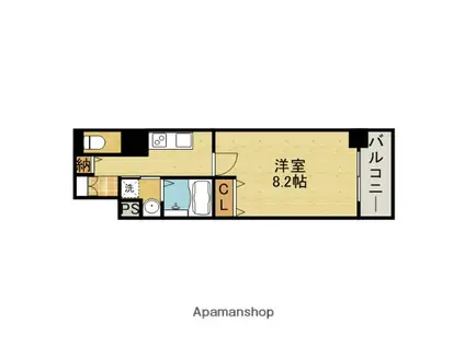 ハイラインII(1K/9階)の間取り写真