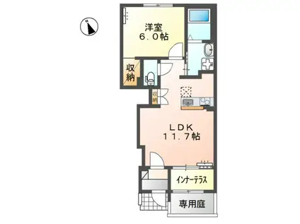 コーポ宮角イースト(1LDK/1階)の間取り写真