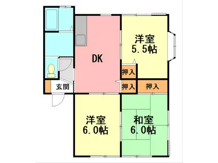 栗の木ハイム(3DK/2階)の間取り写真