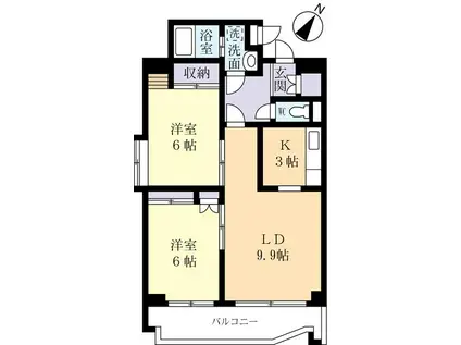 サンヒルズやまのい(2LDK/5階)の間取り写真