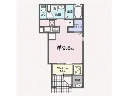 ラナキラ(ワンルーム/1階)の間取り写真