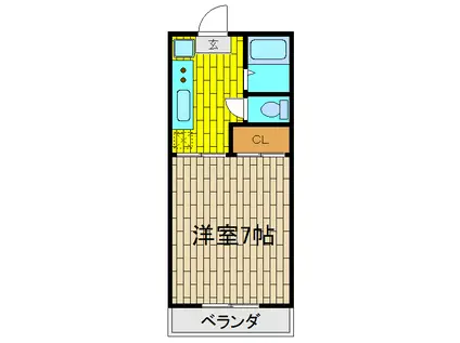 第2仲町公園ハイツ(1K/1階)の間取り写真