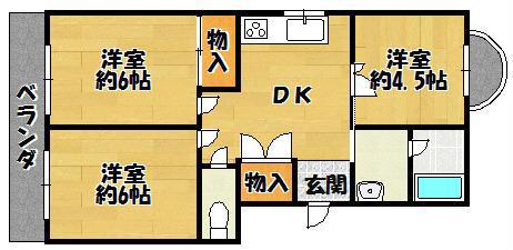 ファーシル(3DK/4階)の間取り写真
